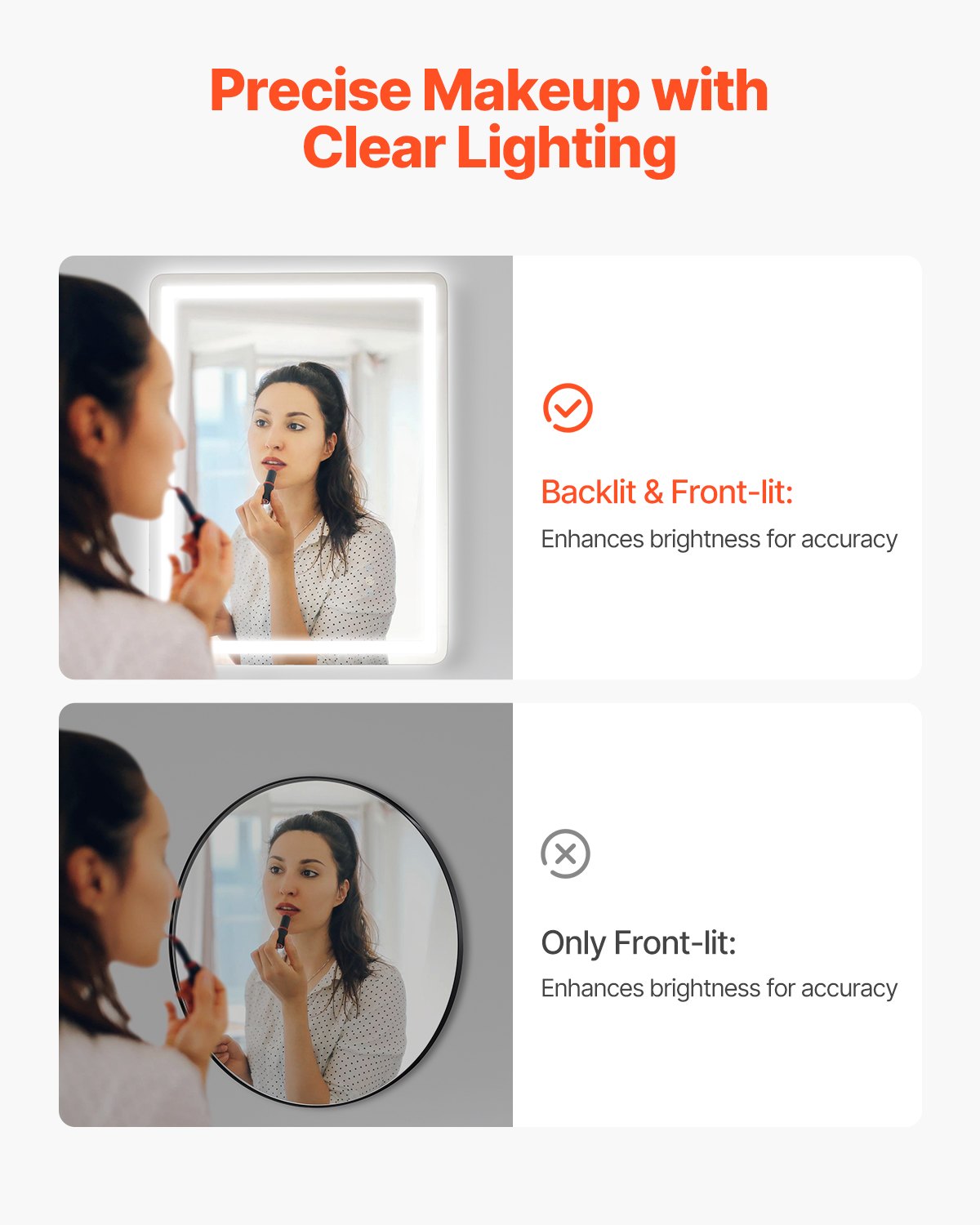 LED Bathroom Vanity Mirror 24 x 32 in, Front & Backlit, Anti-Fog, Dimmable – image 3