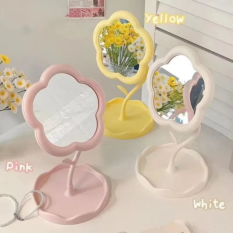 Floral round Desk Mirror - Vanity Table Makeup Mirror