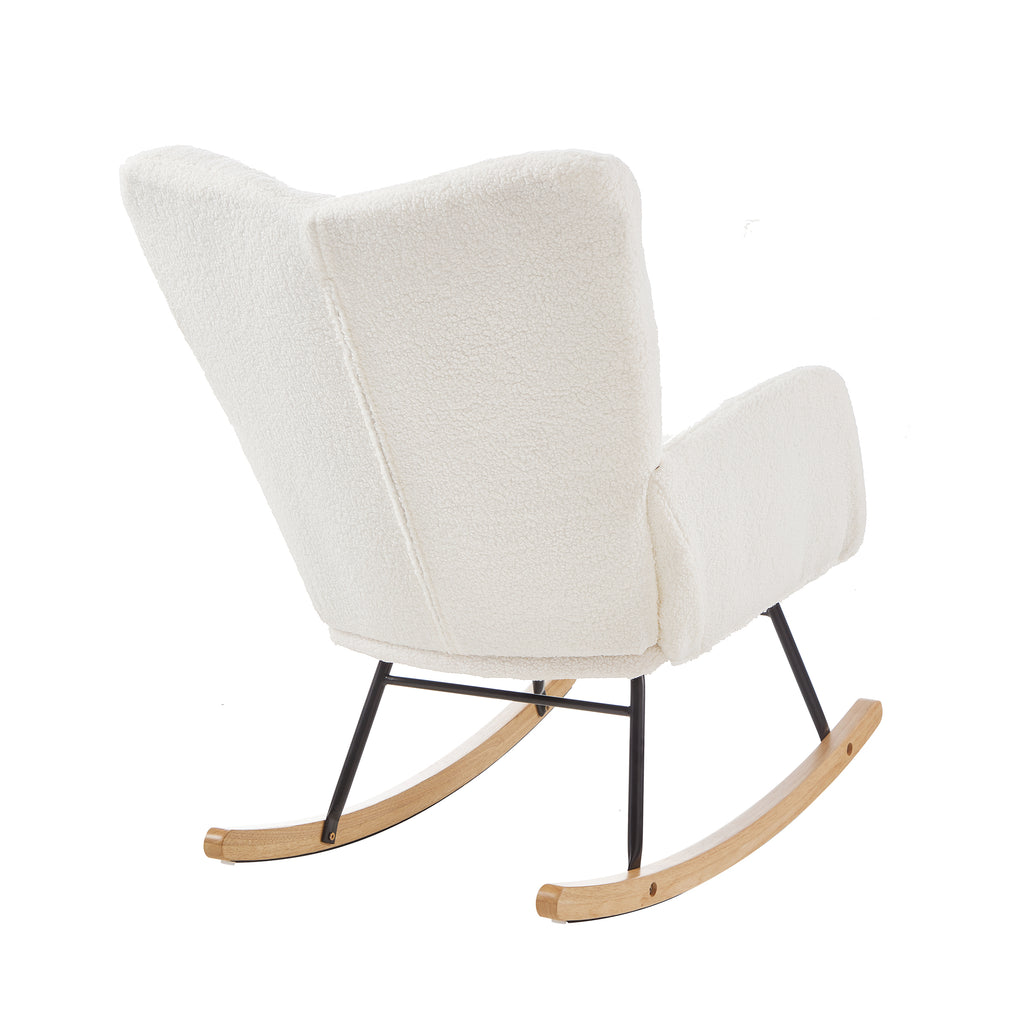 Tufted Teddy Fabric Glider Rocking Chair, Ivory – image 9