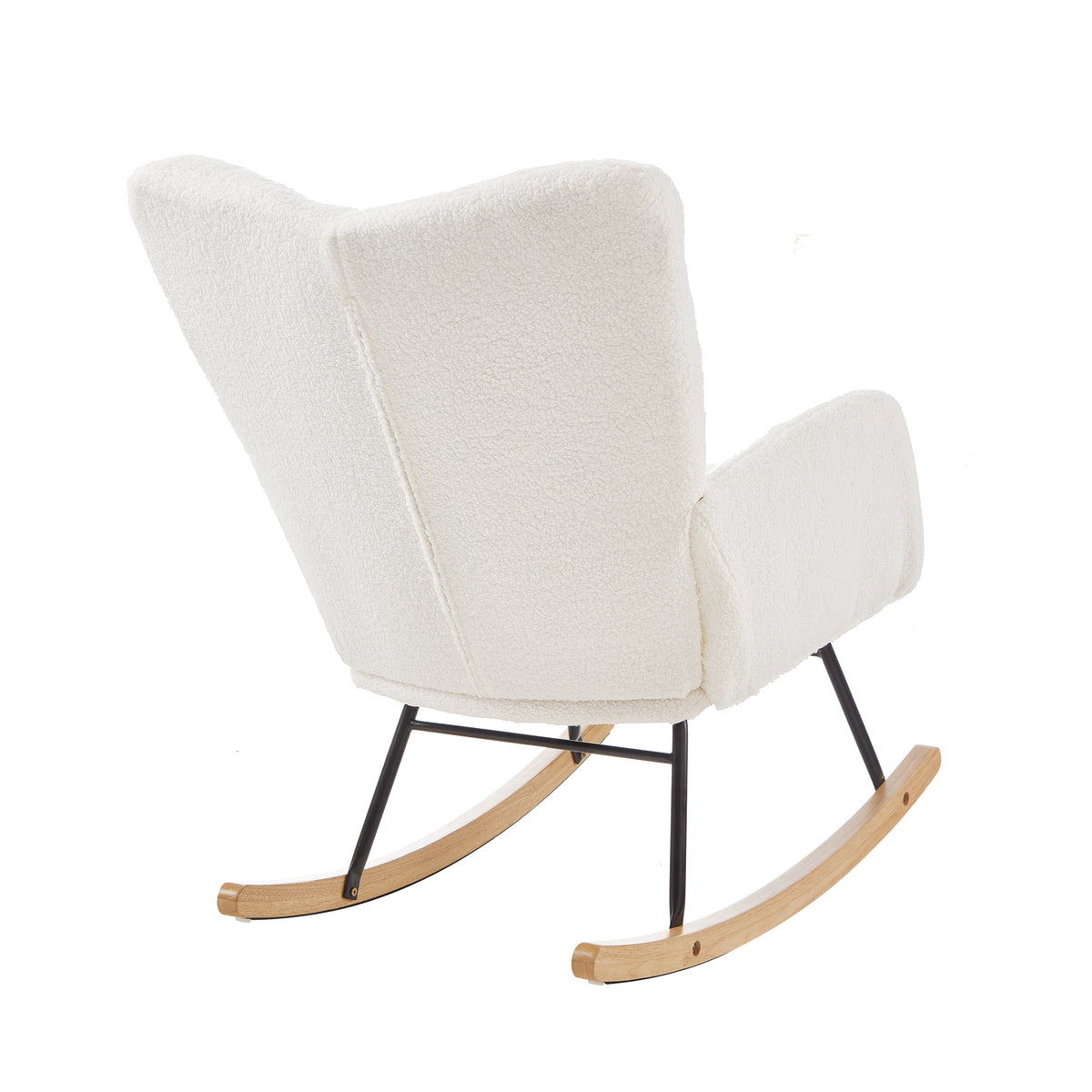 Tufted Teddy Fabric Glider Rocking Chair, Ivory – image 9