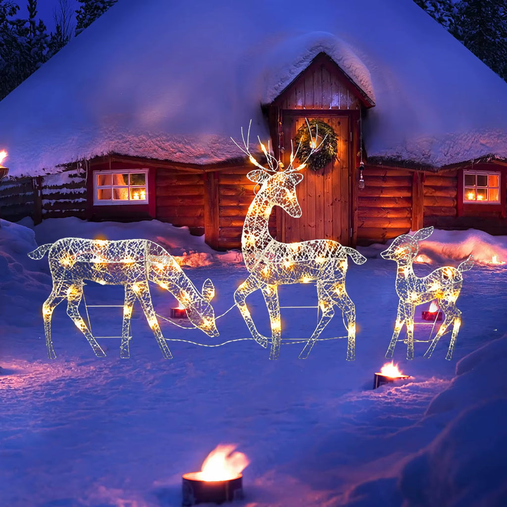 3-Piece Lighted Deer Family Christmas Yard Decor