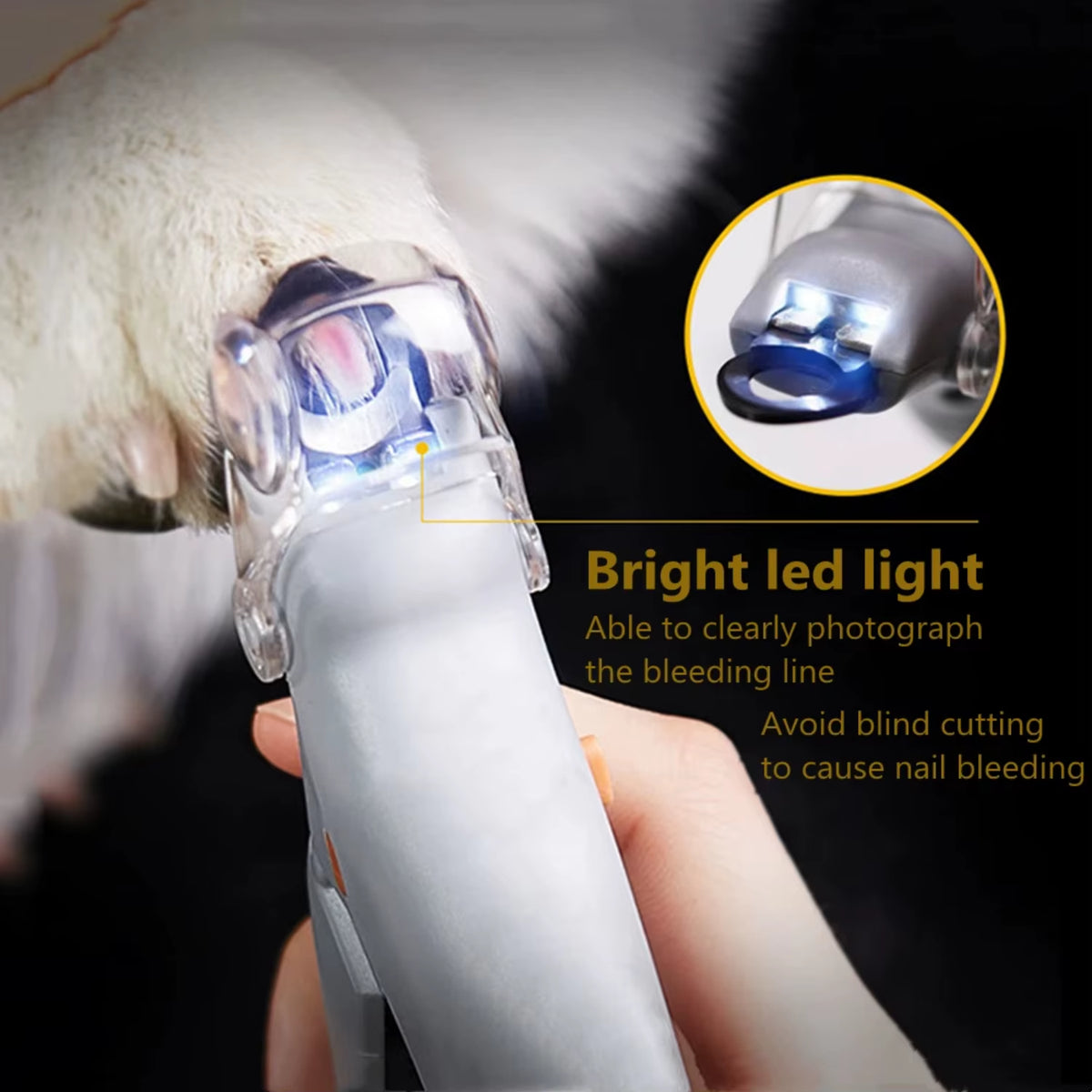 Pet Nail Clippers with LED Light - Dog & Cat Claw Trimmer