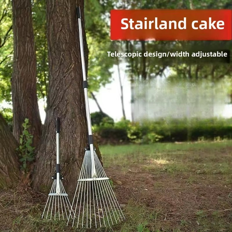 Telescopic Steel Leaf Rake for Lawn, Yard and Garden Cleanup – image 3