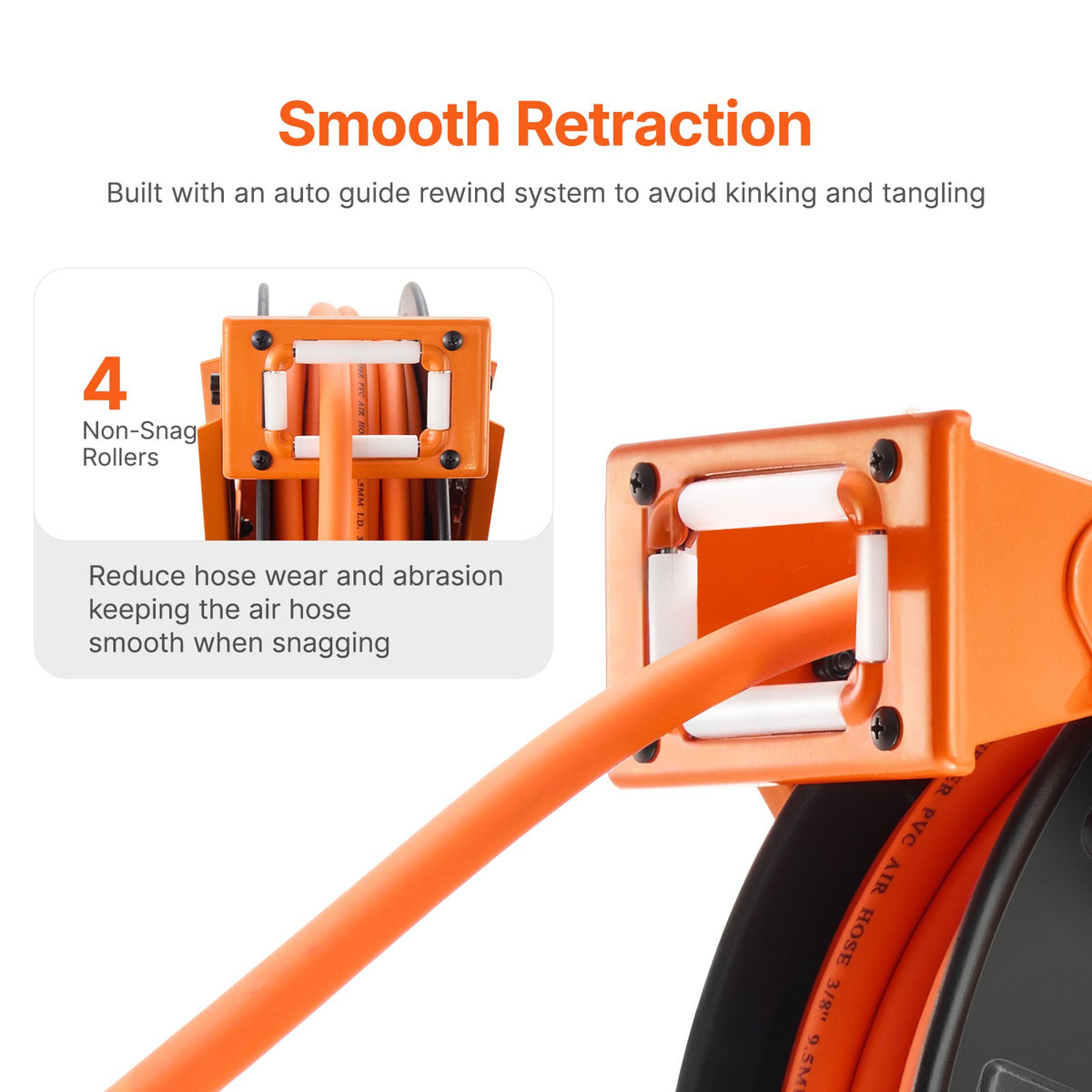 Retractable Air Hose Reel 3/8 In x 65 Ft Dual Arm Wall Ceiling Mount – image 4
