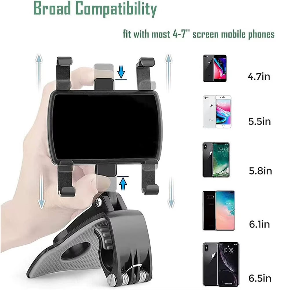 Dashboard Car Phone Holder - Universal Clip Mount for GPS & Smartphone