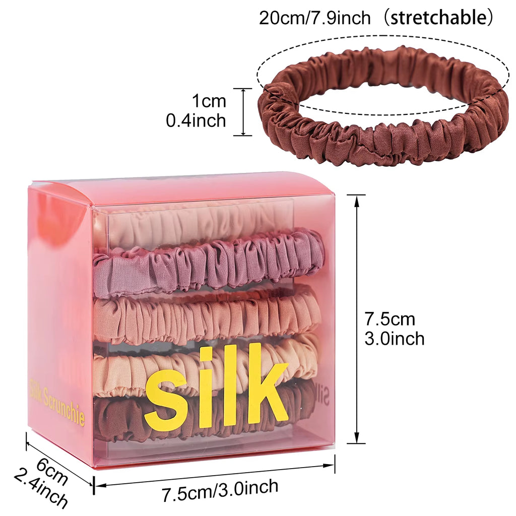 Skinny Scrunchies 8-Pack, Smooth Ponytail Holders in Gift Box – image 3