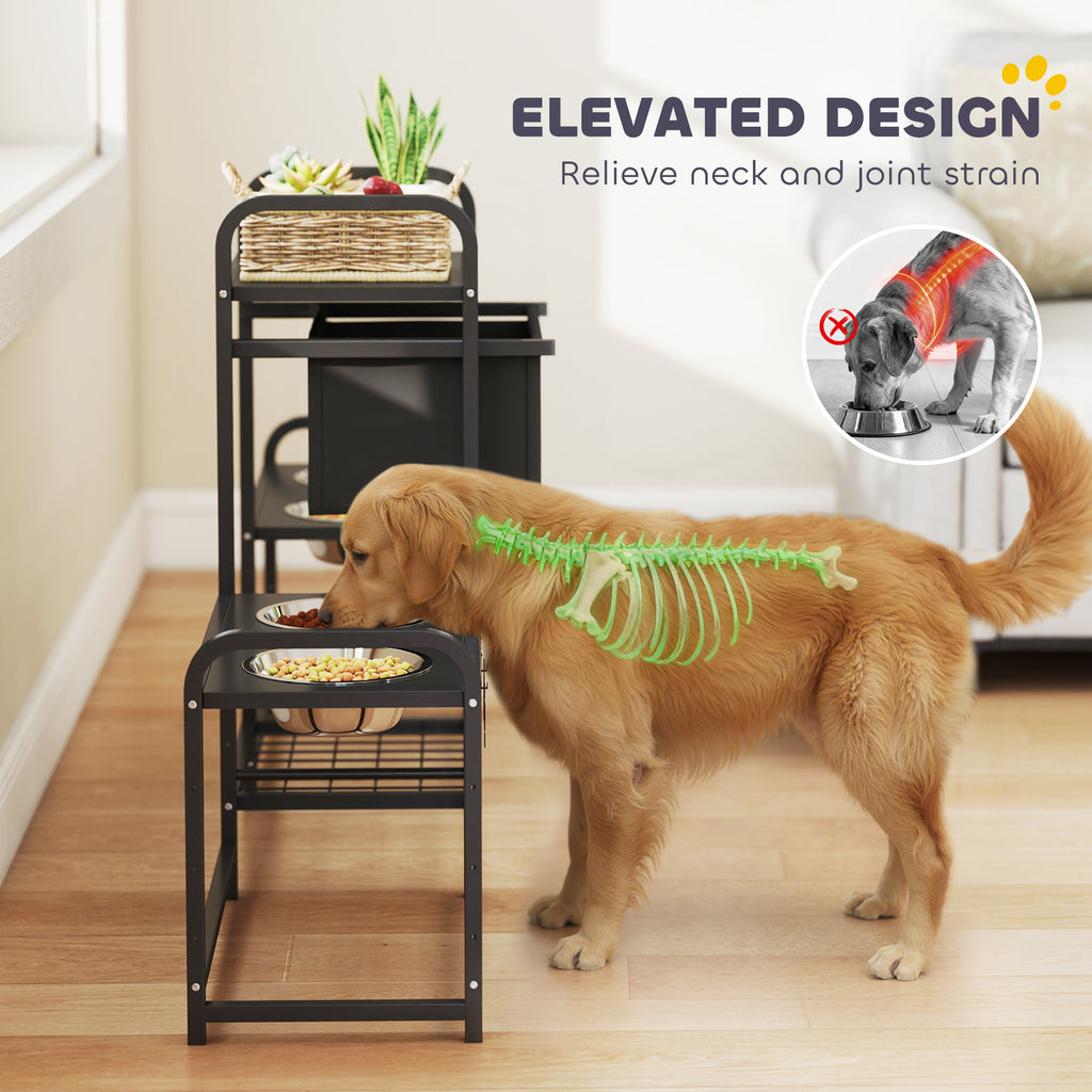 Multi-Dog Feeding Station with 4 Bowls, 3 Heights & Toy Bin – image 6