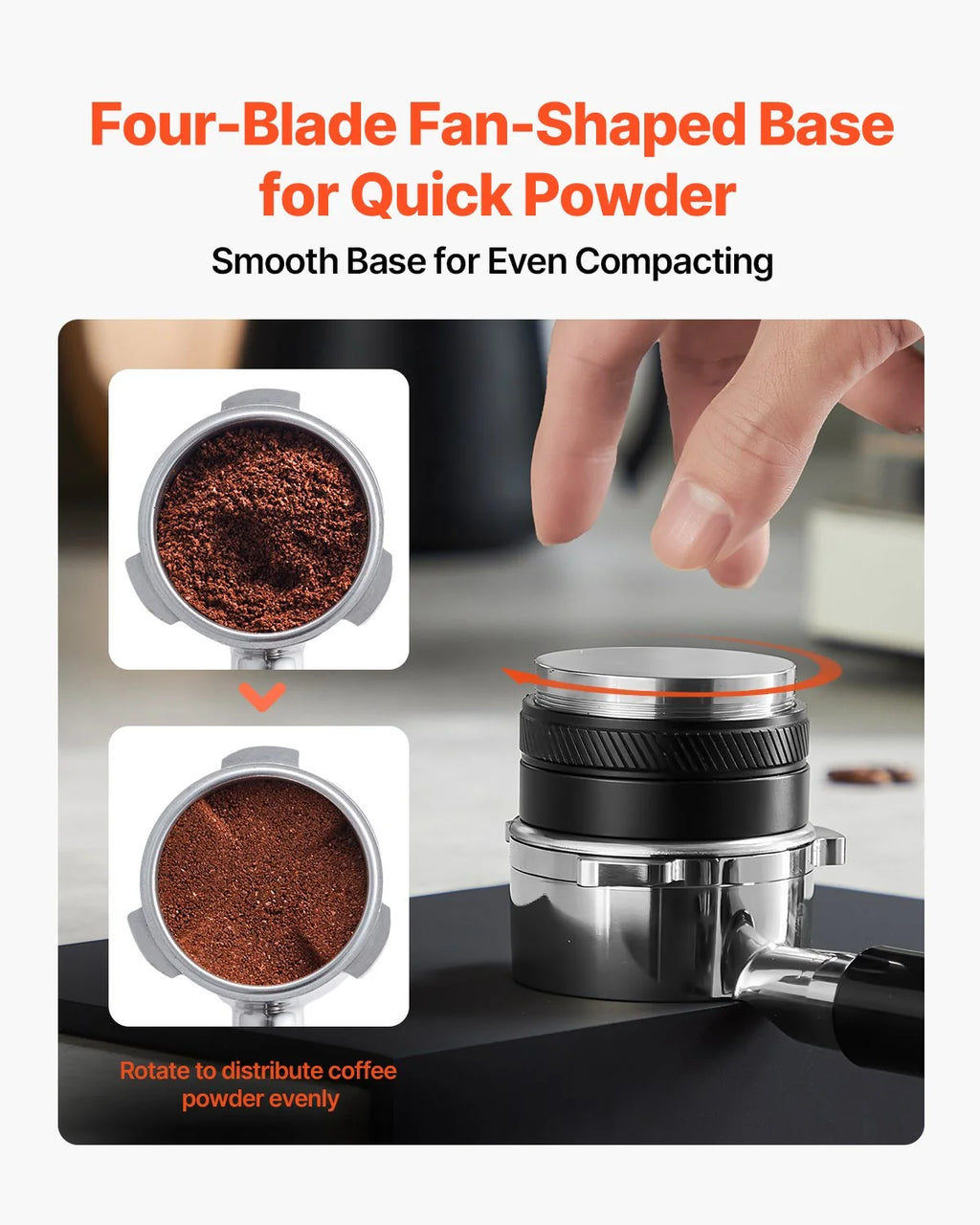 Espresso Distributor 58mm, 2-in-1 Coffee Tamper Stainless Steel – image 3