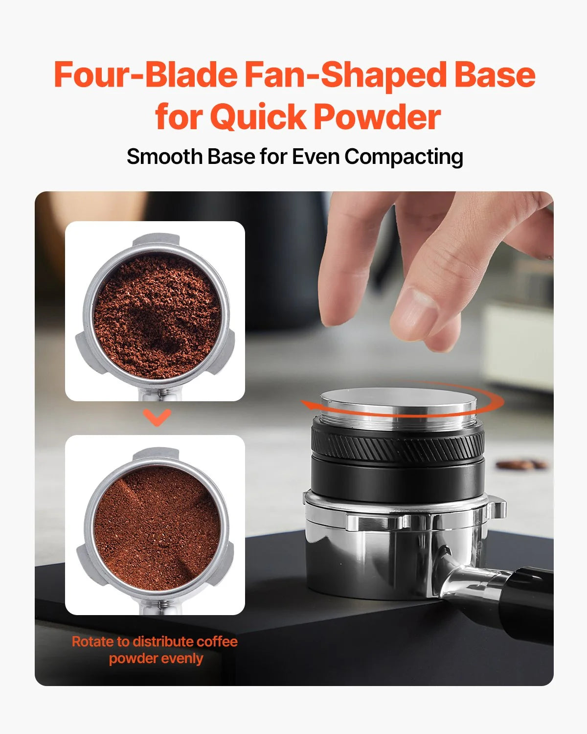 Espresso Distributor 58mm, 2-in-1 Coffee Tamper Stainless Steel – image 3