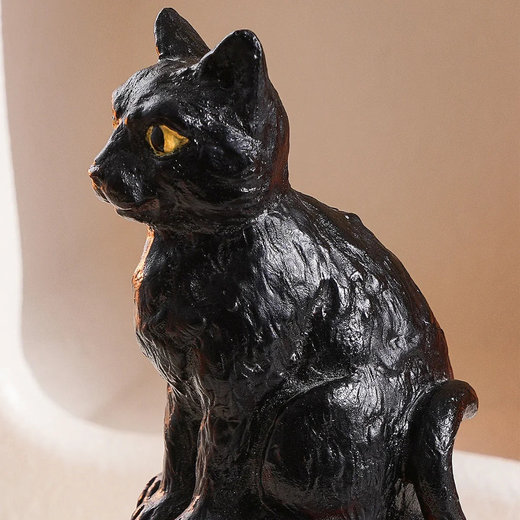 Black Cat Figurine – Resin Halloween Decor Ornament – image 5