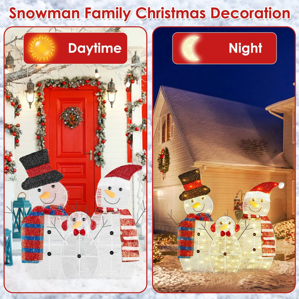 Lighted Snowman Family Yard Decoration Set of 3 With LED Strings – image 4