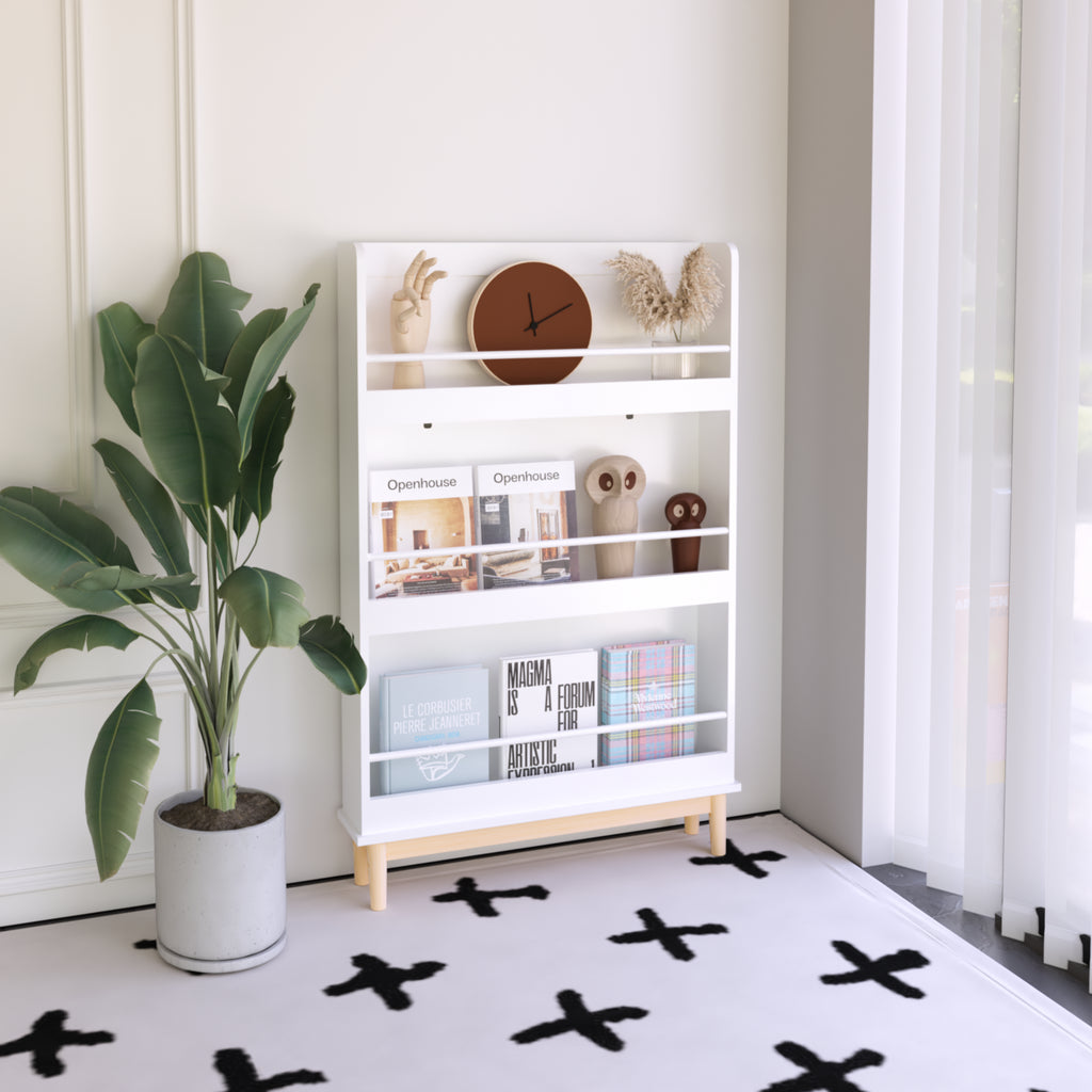 Wall-Mounted Front-Facing Nursery Bookshelf with 3 Display Shelves – image 2