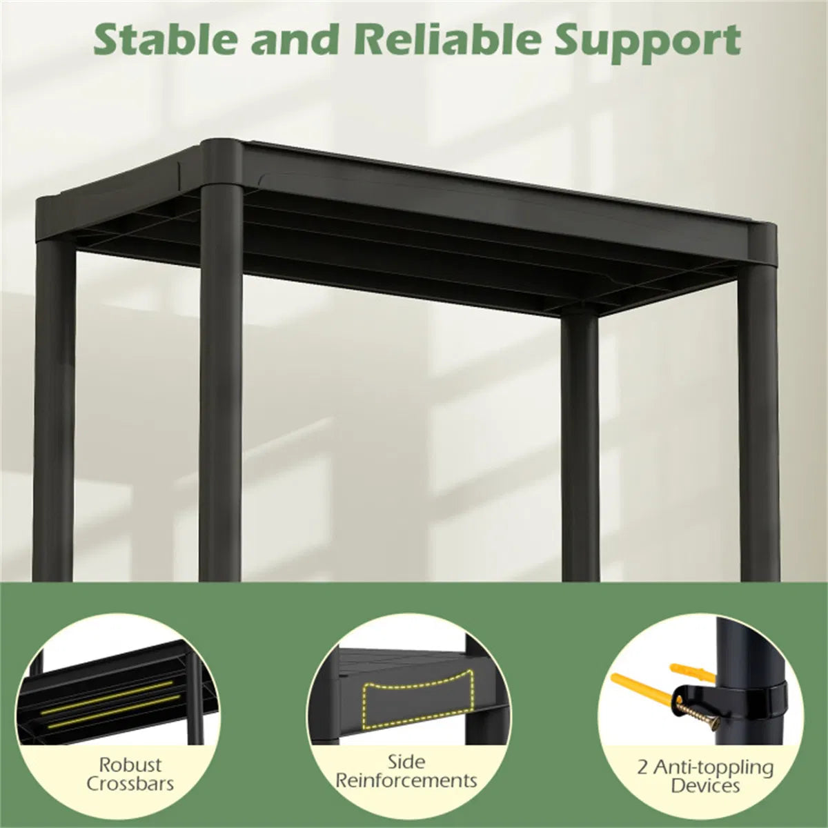 4-Tier Garage Storage Shelf, Tool-Free Plastic Shelving 400 lb – image 8