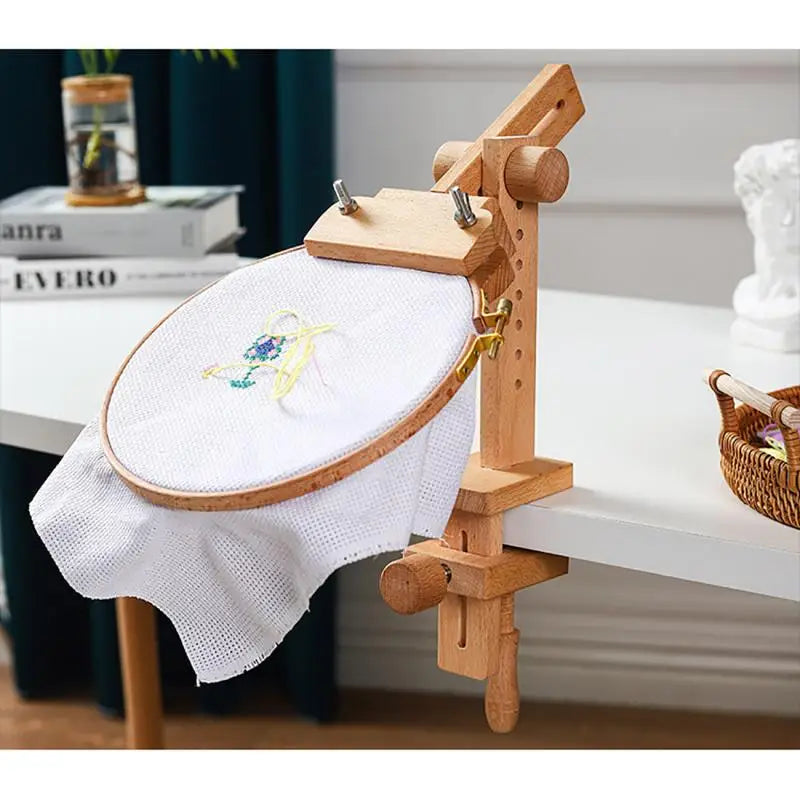 Embroidery Hoop Stand, Adjustable Wooden Cross Stitch Table Holder – image 2