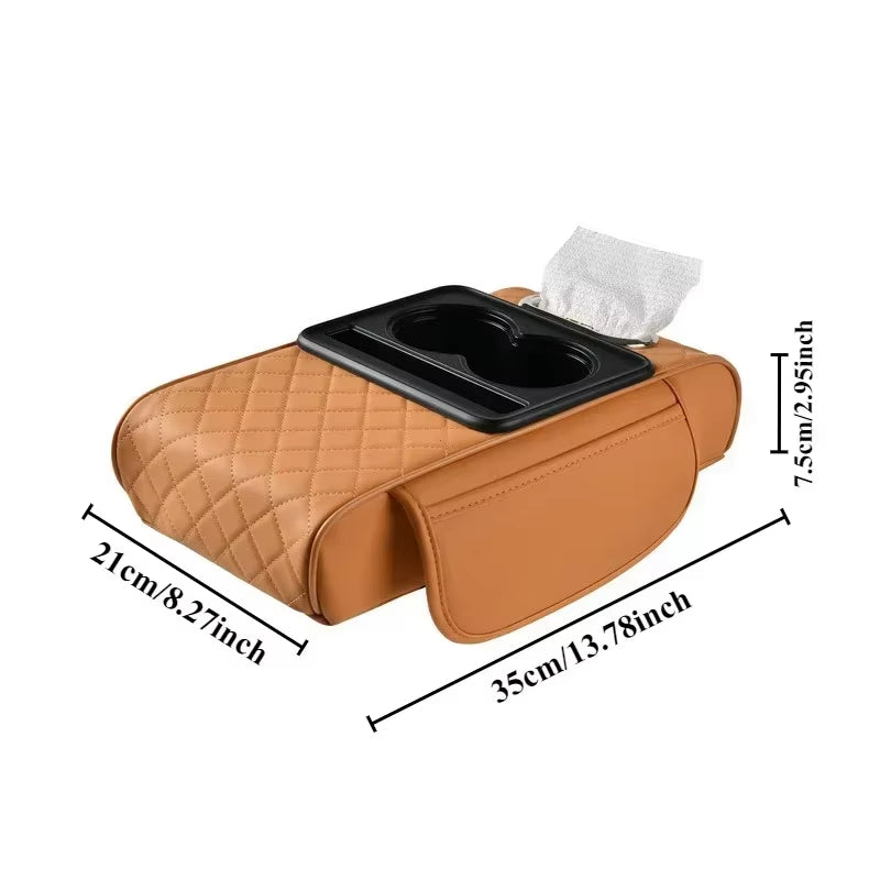 Car Armrest Cushion Riser with Storage Pockets and Tissue Holder – image 7