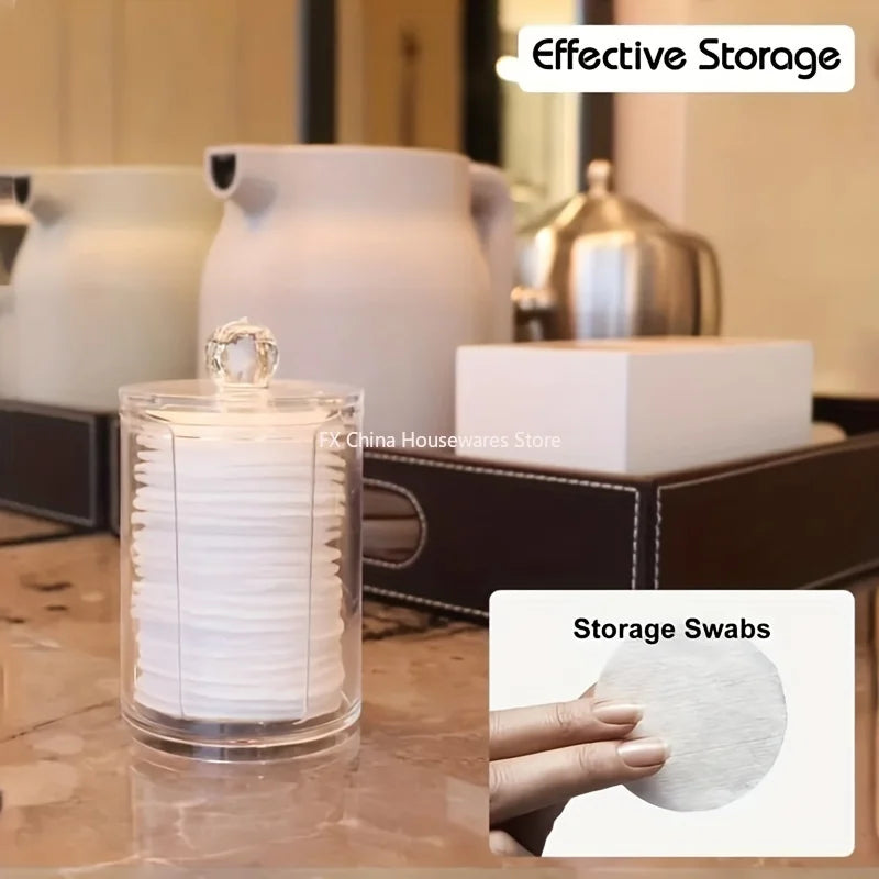 Cotton Pad Holder Round Clear Organizer with Lid – image 6