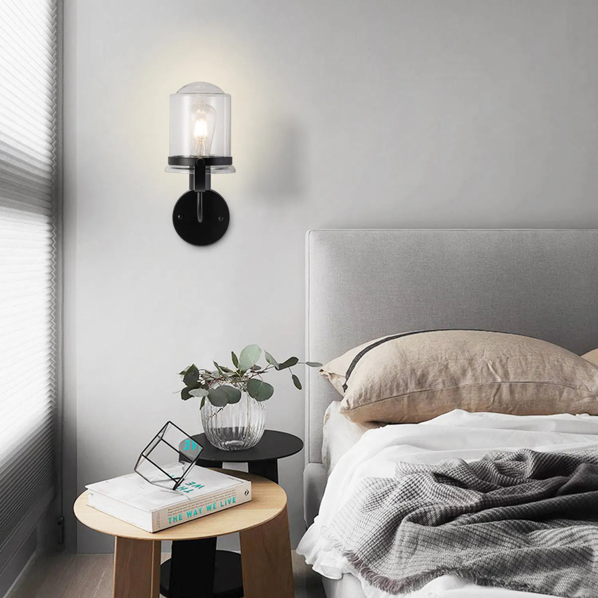 Modern 1-Light Wall Sconce with Clear Glass Globe Shade