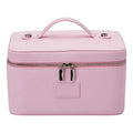 Travel Cosmetic Bag, Blush PU Leather Makeup Organizer with Dividers