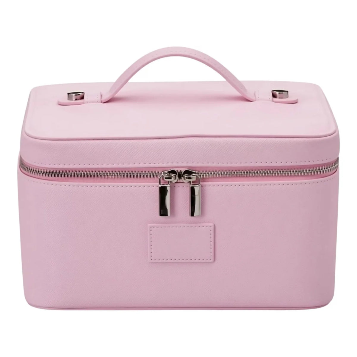 Travel Cosmetic Bag, Blush PU Leather Makeup Organizer with Dividers