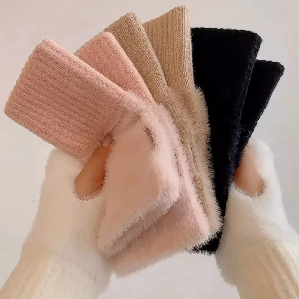 Fingerless Gloves for Women - Plush Knit Winter Wrist Warmers – image 7