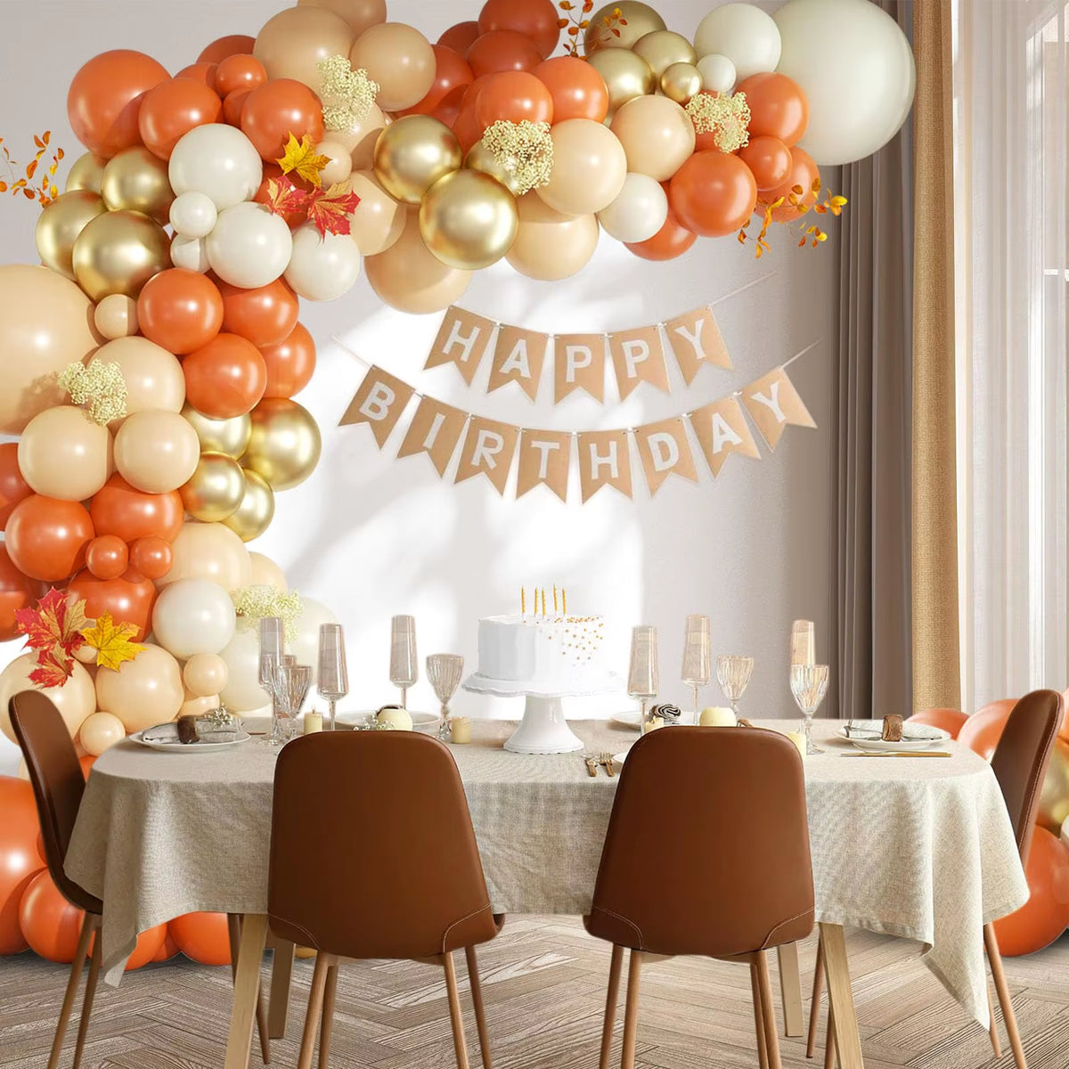 Fall Balloon Garland Arch Kit 146 pc Burnt Orange Nude Gold Harvest – image 5
