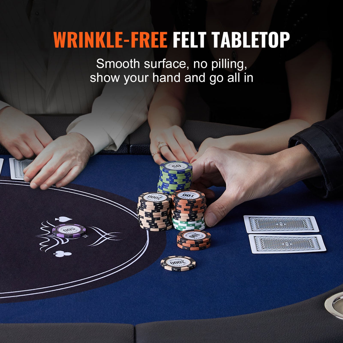 72 Inch Oval Folding Poker Table For 8 Players With Cup Holders – image 5
