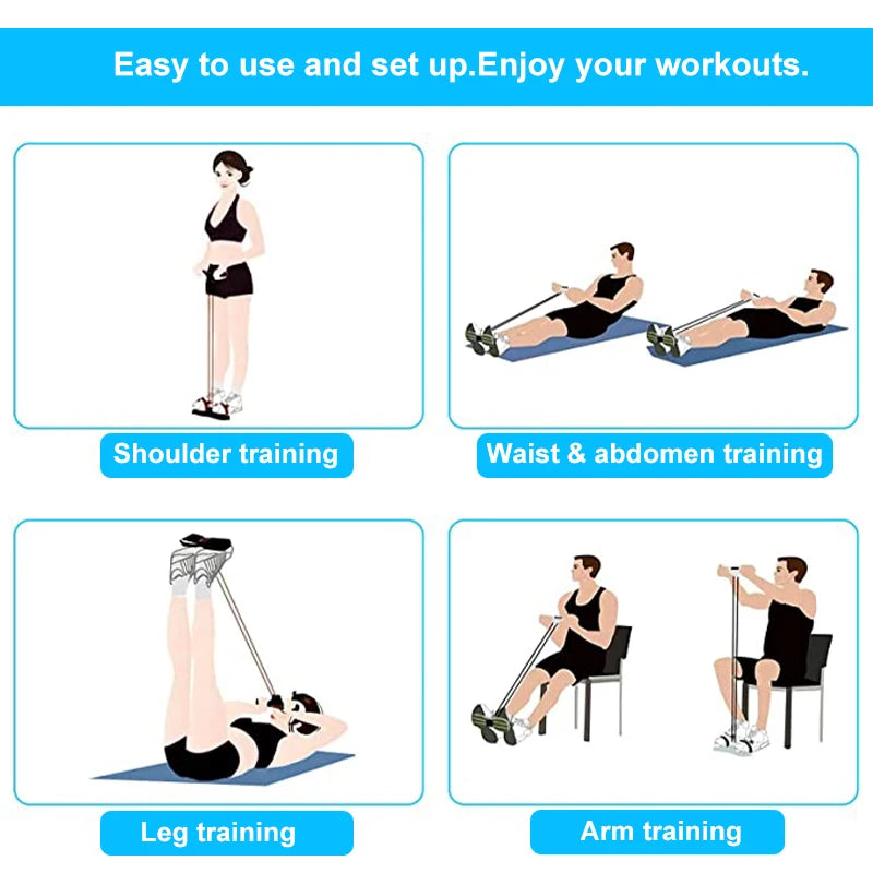 Pedal Resistance Band - 4-Tube Sit-Up Puller with Foam Handles – image 7