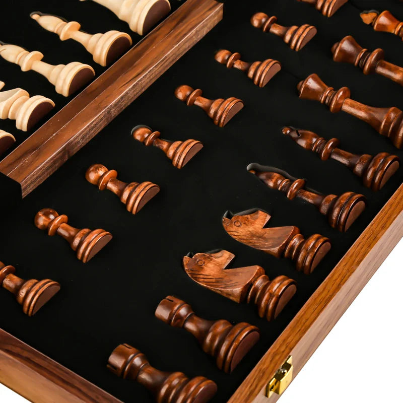 Magnetic Wooden Chess Set 15 in, Folding Board with Storage – image 6