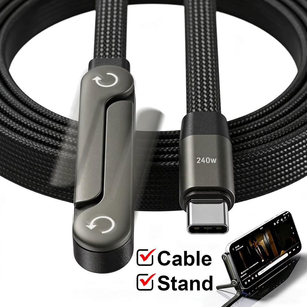 Right-Angle USB-C Charging Cable with Foldable Phone Stand – image 2