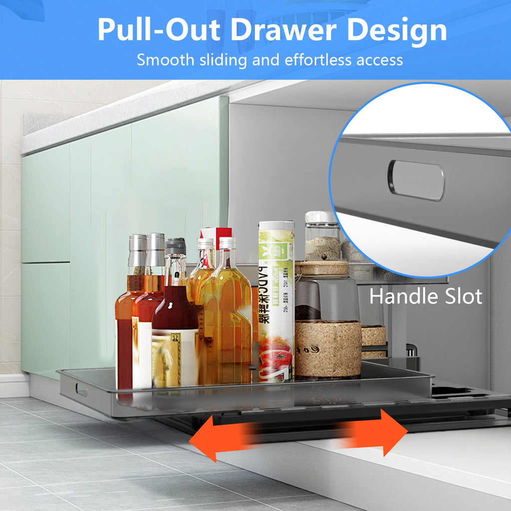 Under Sink Organizer, L-Shaped 2-Tier Pull-Out Sliding Drawer – image 3