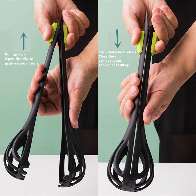 Kitchen Whisk Tongs, 2-in-1 Egg Beater and Food Clip – image 6