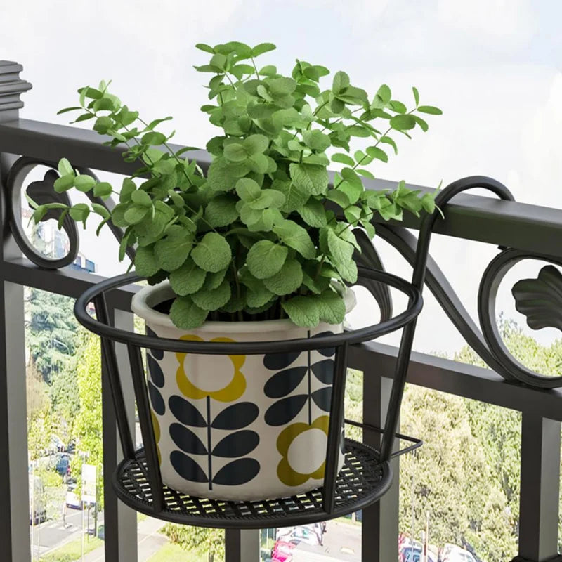 Hanging Flower Pot Holder, Iron Railing Plant Basket – image 5