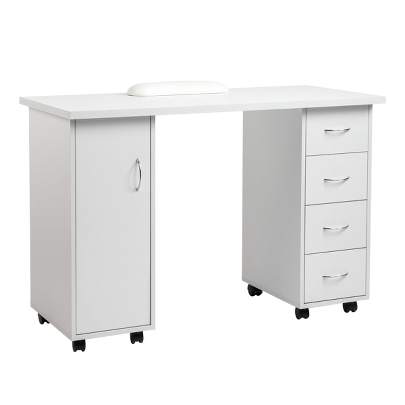 White Nail Art Table with Cabinet Door and 4 Drawers – image 9