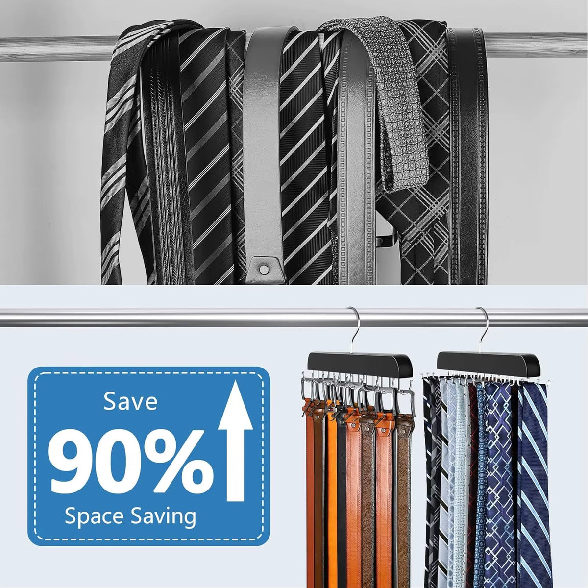 Rotating Tie and Belt Hanger 2 Pack for Closet Organization – image 3