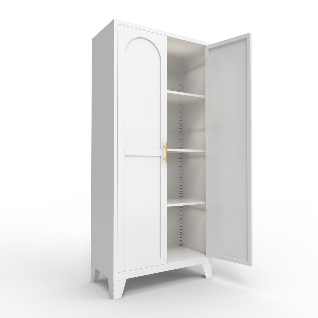 61 in Metal Storage Cabinet with Doors and Adjustable Shelves, White – image 15