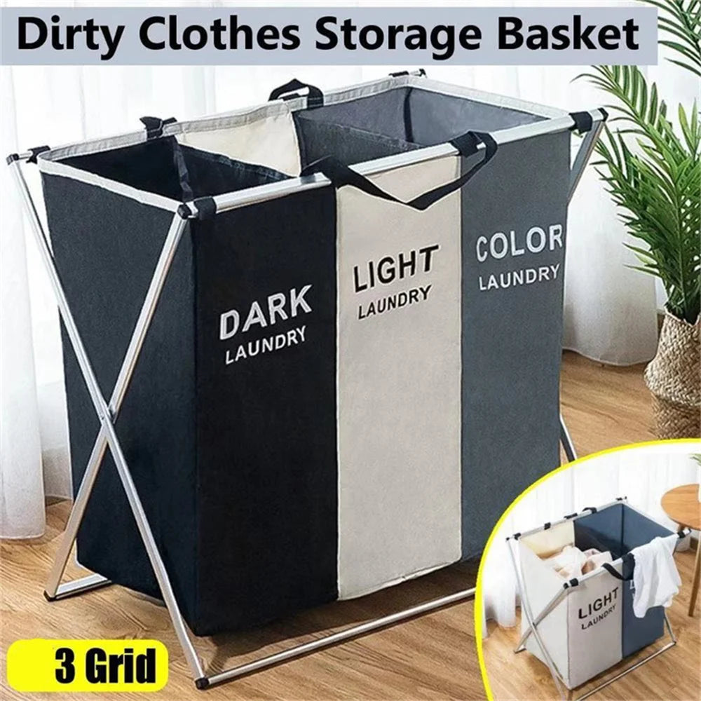 Foldable Laundry Basket Organizer, 1-3 Section Waterproof Hamper – image 2