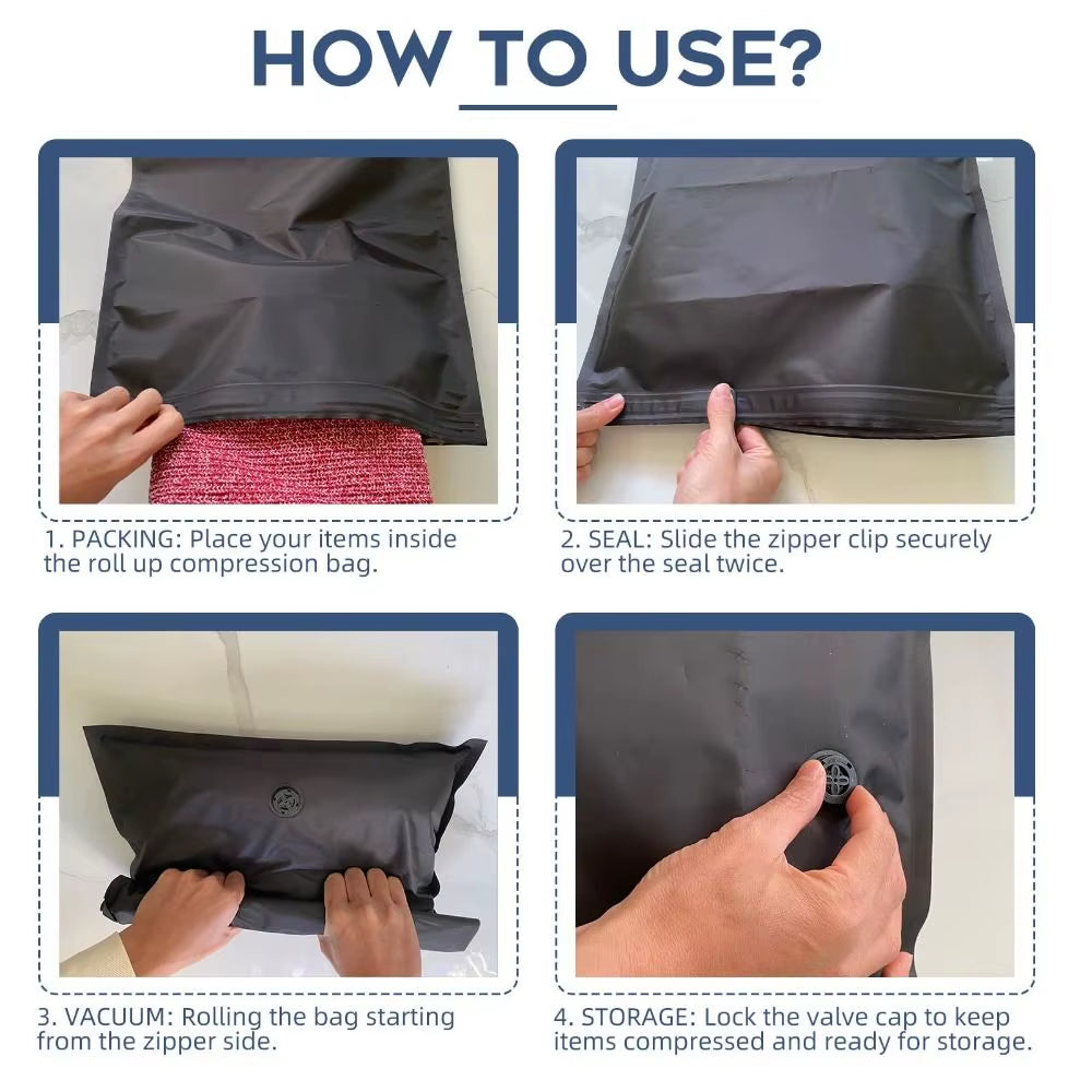 Travel Compression Bags – Reusable Hand-Roll Space Saver – image 3