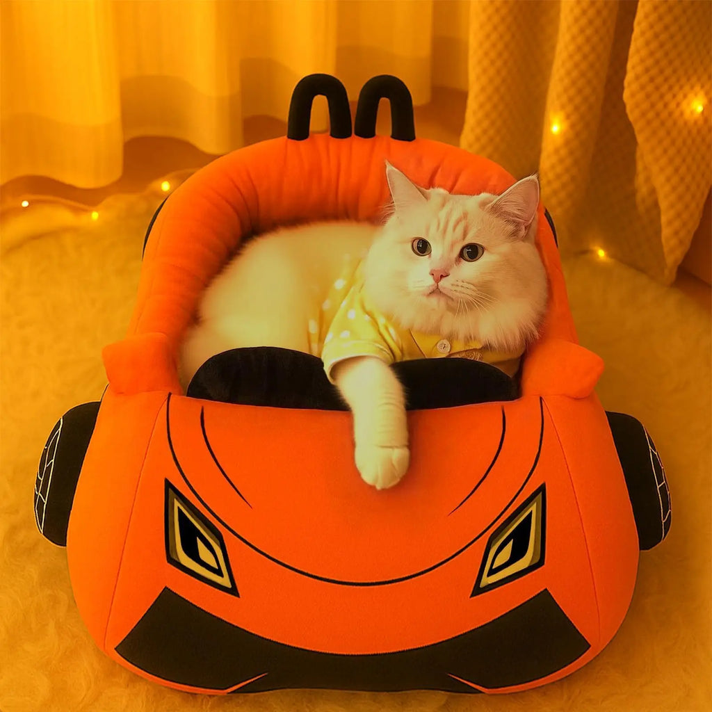 Sports Car Cat Bed, Plush Pet Bed with Removable Pillow 24 x 15.7 in – image 6