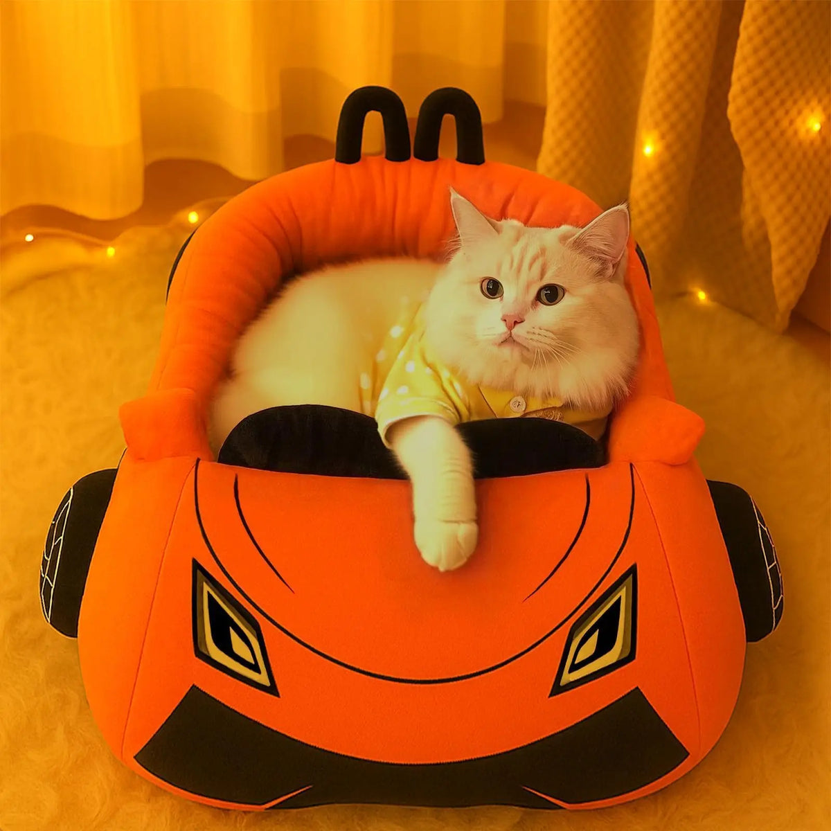 Sports Car Cat Bed, Plush Pet Bed with Removable Pillow 24 x 15.7 in – image 6