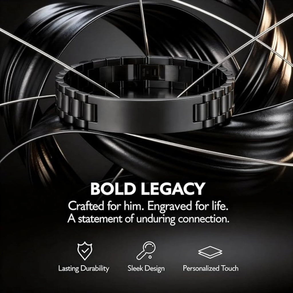 Men's Titanium Steel Bracelet Set – 2 Pcs Engravable Gift – image 5