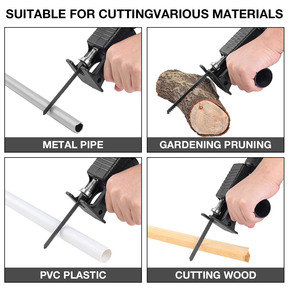Reciprocating Saw Adapter Kit - Turn Your Drill into a Jigsaw for Wood, PVC & Metal
