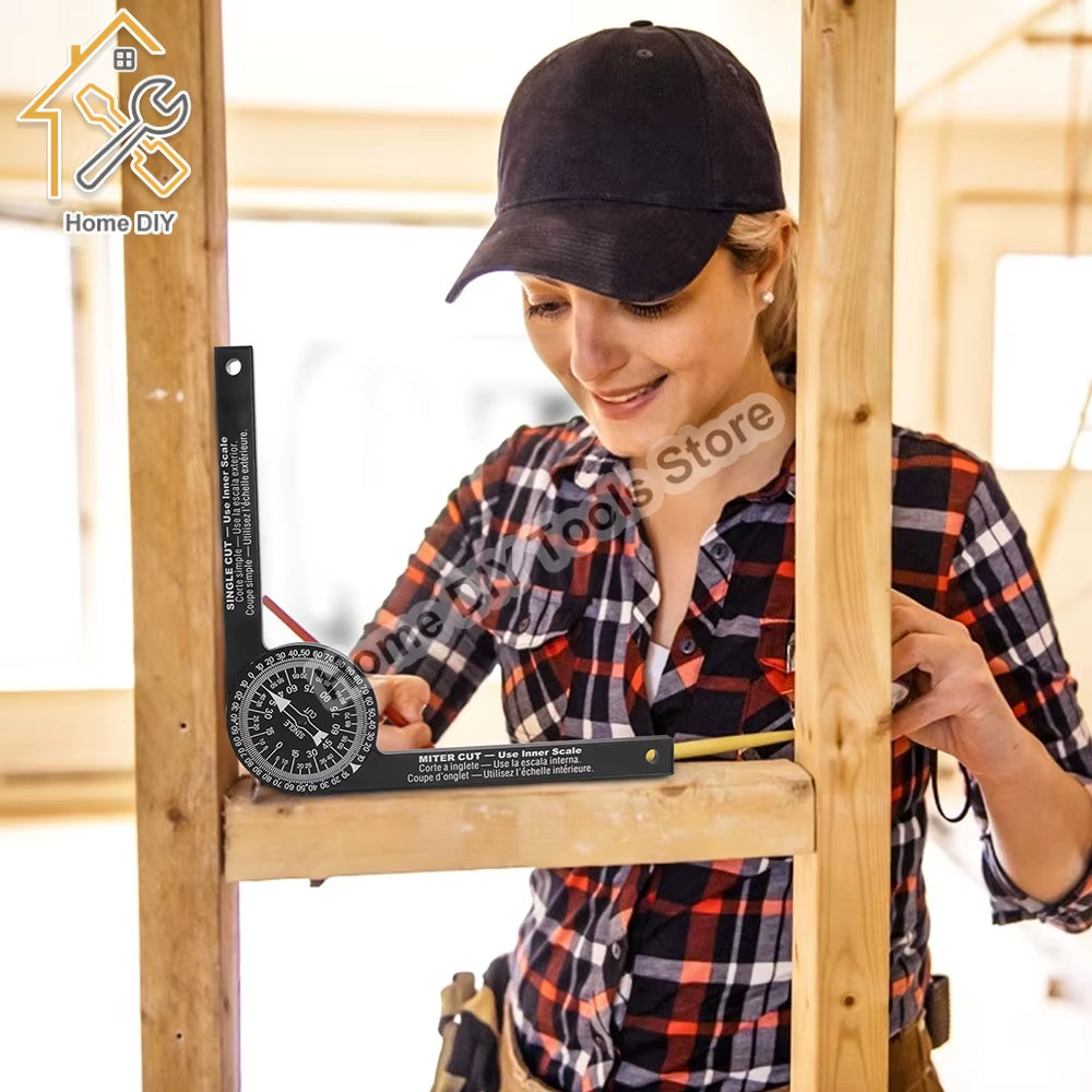 Miter Saw Protractor with Level - 360 Degree Carpenter Angle Finder