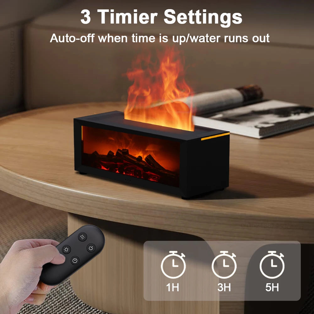 Flame Essential Oil Diffuser - Aromatherapy Humidifier with RGB Light & Remote