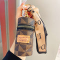 Faux Leather Keychain Pouch – Mini Cylinder Zip Bag Charm