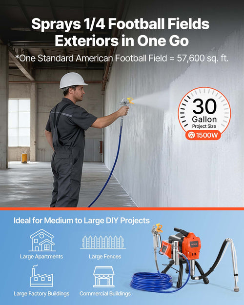 Airless Paint Sprayer 1500W 3300 PSI with Stand, Hose and Spray Rod