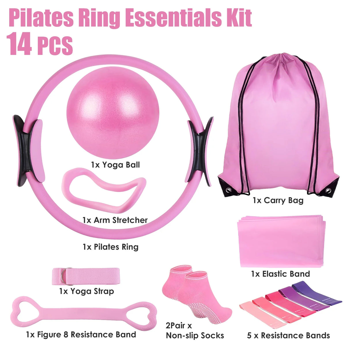 Pilates Ring Kit 14 Piece with Yoga Ball and Resistance Bands – image 5