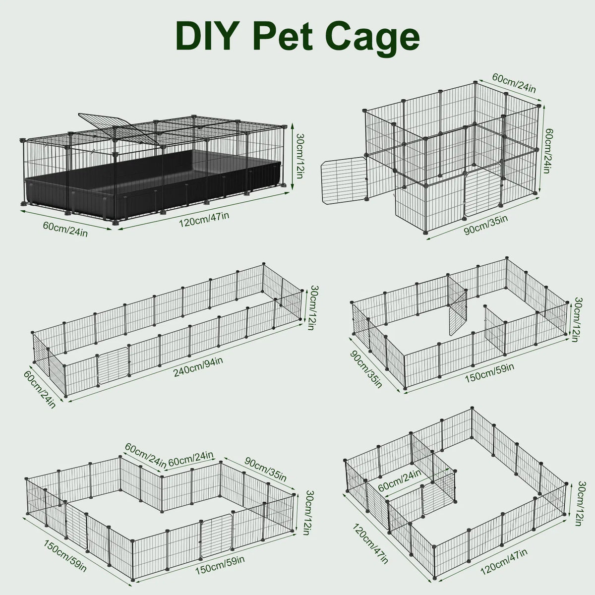 Guinea Pig Cage, 20-Panel DIY Small Animal Playpen with Floor Mat – image 7