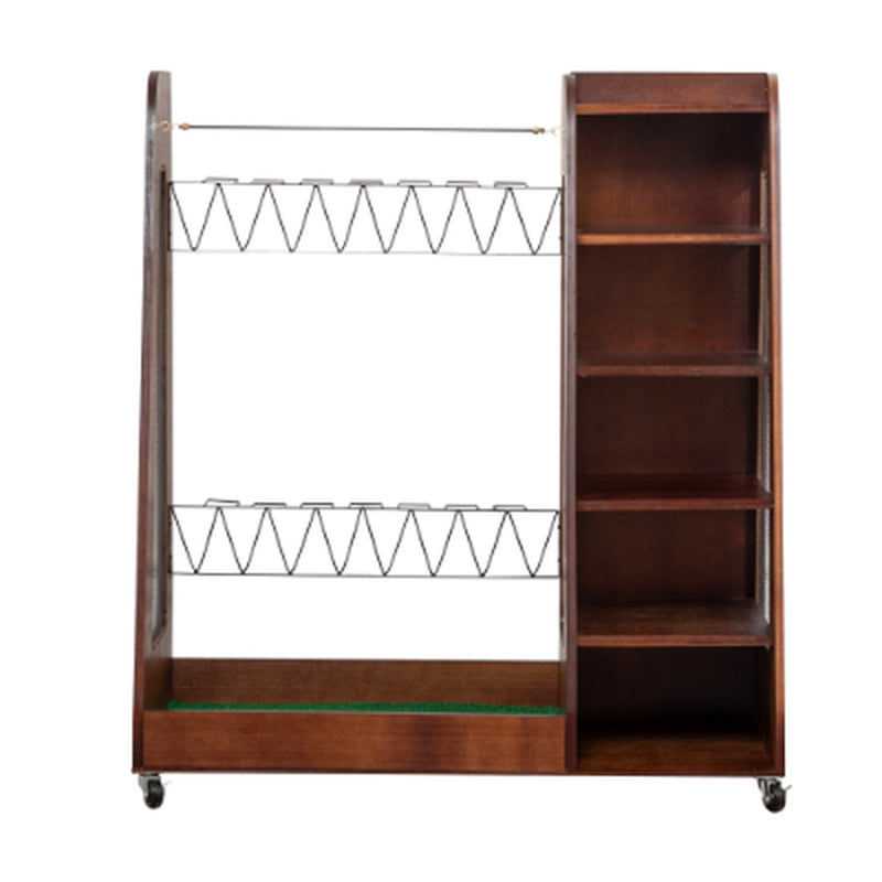 Wooden Golf Bag Organizer for 2 Bags With Shoe Shelves – image 6