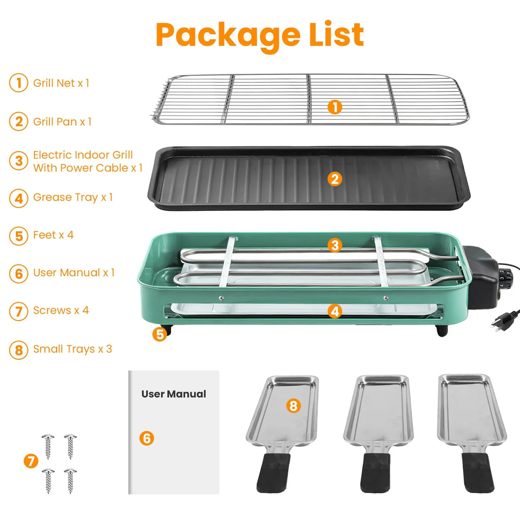 2-in-1 Electric Grill and Crepe Maker, 2000W with 3 Raclette Trays – image 13