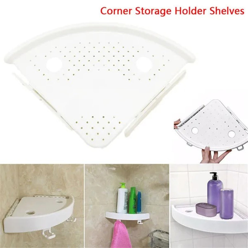 Corner Shower Shelf – Adhesive Wall Corner Organizer with Hooks – image 3